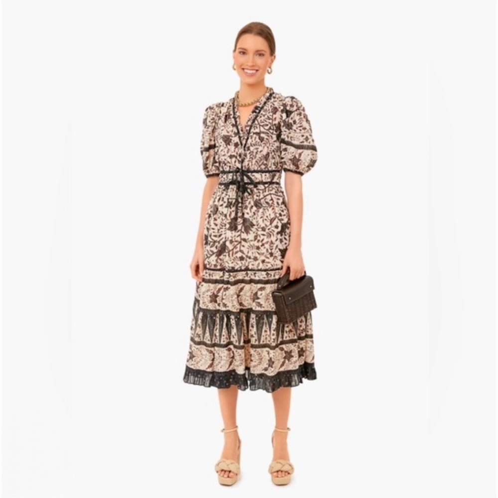 Ulla Johnson Plumeria Brown Midi Dress women’s size 2 - Picture 2 of 6